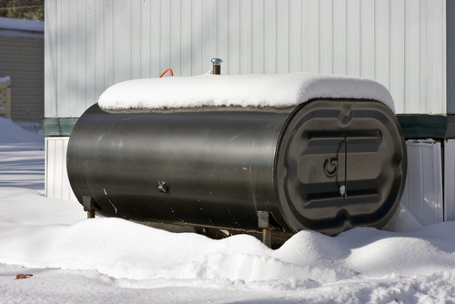 oil tank with snow on it